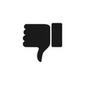 Thumb down icon. Hate and disagree outline symbol. Disapproval arm gesture.